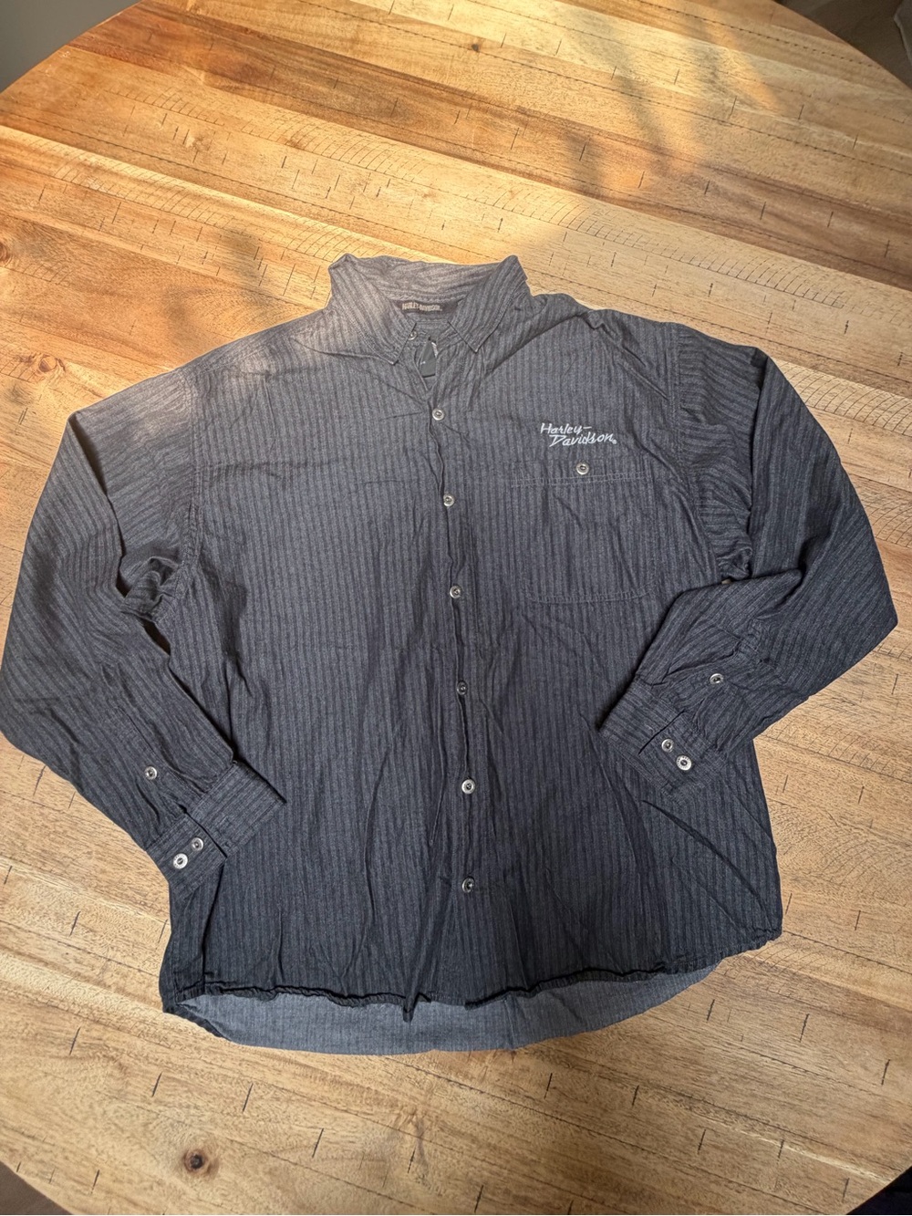 Harley-Davidson Men's Dark Charcoal Pinstripe Button-Up Shirt